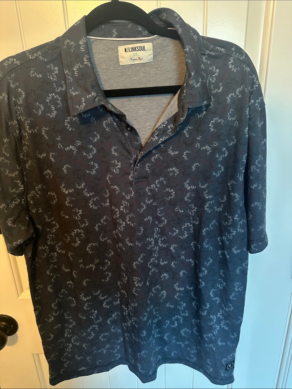 Linksoul Men's Charcoal Floral-Print Polo